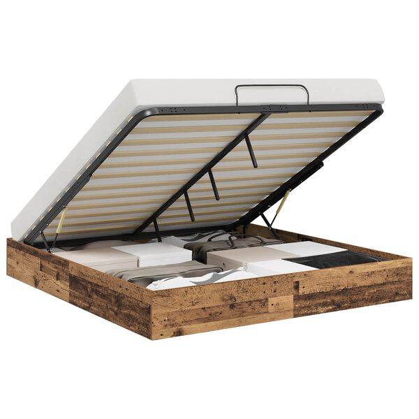 vidaXL Ott&oacute;man s&aelig;ngurrammi Gamalt timbur 160 x 200 cm Verkefnavi&eth;ur