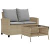 vidaXL gar&eth;s&oacute;fi 2ja s&aelig;ta me&eth; p&uacute;&eth;um og bor&eth; Beige Poly Rattan