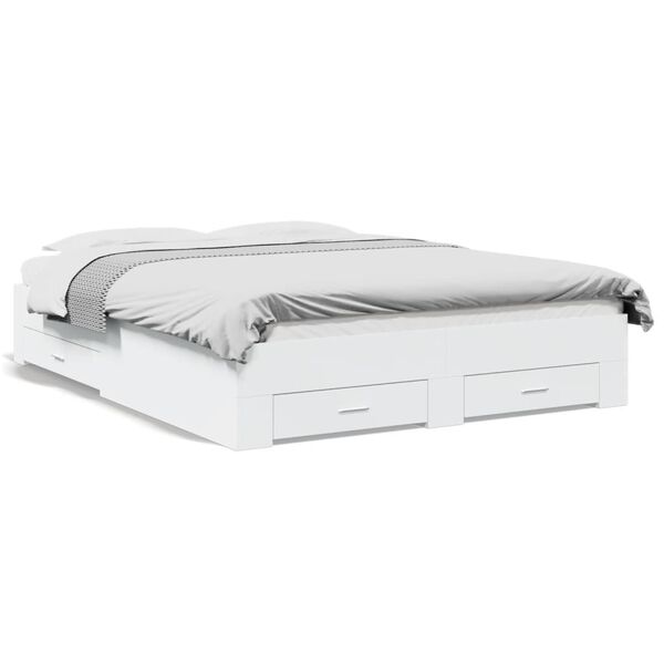 vidaXL R&uacute;mgrind me&eth; Sk&uacute;ffum &aacute;n D&yacute;nu Hv&iacute;tur 140x200 cm