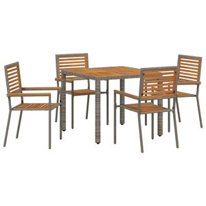 vidaXL Gar&eth;ur bor&eth;sett 5 pcs Gr&aacute;r og br&uacute;nn p&oacute;l&yacute;rattan