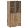 vidaXL Sk&aacute;pur me&eth; Hur&eth;um Eik 68x37x142 cm Samsettur Vi&eth;ur