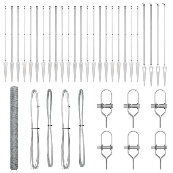 vidaXL Gir&eth;ingarp&oacute;stur Silfur 50 x 1,6 m (36 mm net) St&aacute;l