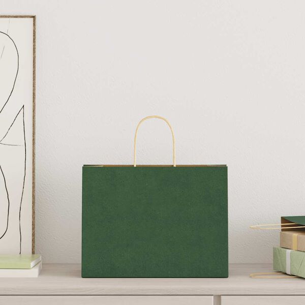 vidaXL Papp&iacute;rspokar 250 stk me&eth; Handf&ouml;ngum Gr&aelig;n 32x17x25 cm