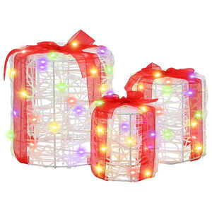 vidaXL Gjöf Kassi Skreyting 3 pcs litríkur litur 20 x 20 x 21 cm Akrýl