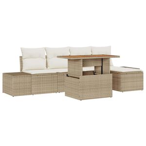 vidaXL Gar&eth;ur bor&eth;sett me&eth; p&uacute;&eth;i 6 pcs Beige og krem