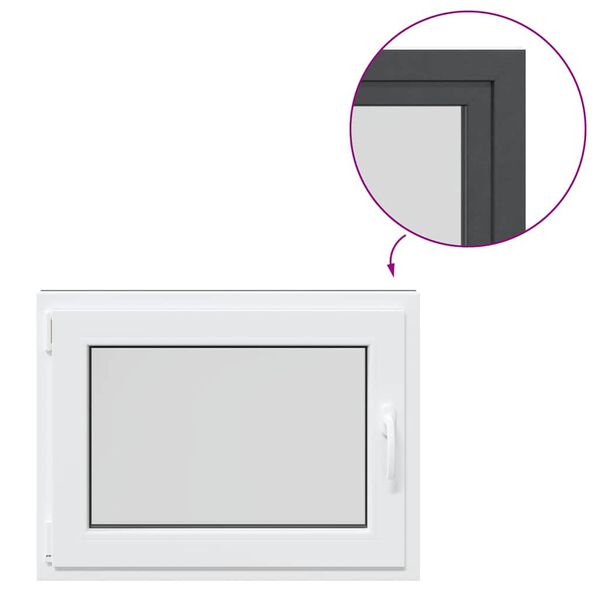 vidaXL kjallaragluggi &bdquo;RISOR&ldquo; 80x60 cm halla- og sn&uacute;ningsgluggi DIN vinstri antras&iacute;t