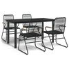 vidaXL 5 Parta Gar&eth;bor&eth;stofusett Svart PVC Rattan