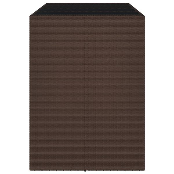 vidaXL Barborð með glerplötu Brúnt 145x80x110 cm Pólýrattan