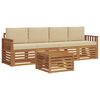 vidaXL S&oacute;fasett me&eth; p&uacute;&eth;i 5 pcs N&aacute;tt&uacute;ra og beige Hrein akas&iacute;utr&eacute;