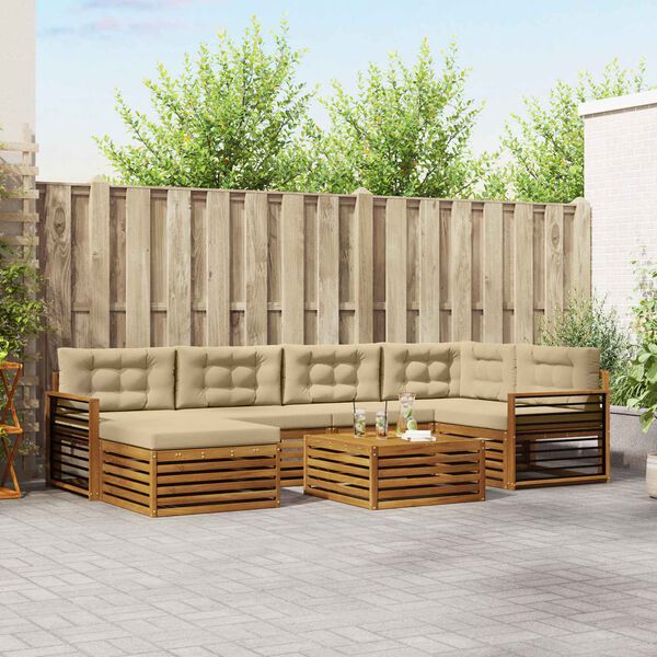 vidaXL &Uacute;ti s&oacute;fasett me&eth; p&uacute;&eth;i 7 pcs N&aacute;tt&uacute;rulegt og B&eacute;ig