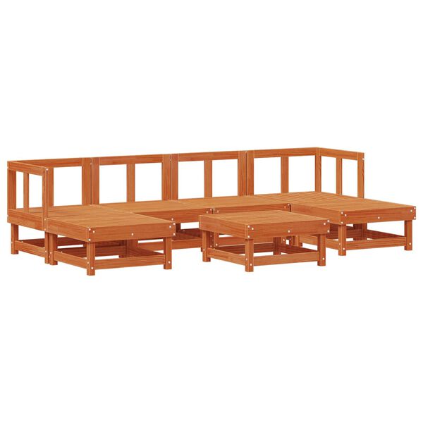 vidaXL Gar&eth;setustofa 7 pcs VaxBr&uacute;nn Mass&iacute;ft furuvi&eth;