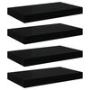 vidaXL Vegghengdar Hillur 4 stk. H&aacute;glans Svartar 40x23x3,8 cm MDF