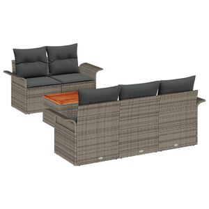 vidaXL Gar&eth;s&oacute;fa sett me&eth; geymslu 6 pcs Gr&aacute;r p&oacute;l&yacute;rattan