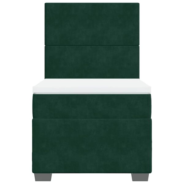 vidaXL H&oacute;lfa&eth; Springr&uacute;m me&eth; D&yacute;nu D&ouml;kkgr&aelig;nt 90x190 cm Flauel