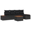 vidaXL Gar&eth;s&oacute;fa sett me&eth; kodda 6 pcs Svartur Poly rattan