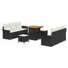 vidaXL Gar&eth;s&oacute;fa sett me&eth; p&uacute;&eth;i 9 pcs Svartur p&oacute;l&yacute;rattan
