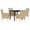 vidaXL Gar&eth;ur bor&eth;sett me&eth; p&uacute;&eth;i 5 pcs Drapplita&eth;ur p&oacute;l&yacute;rattan