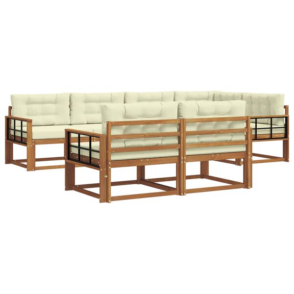 vidaXL &Uacute;ti s&oacute;fasett me&eth; p&uacute;&eth;i 7 pcs N&aacute;tt&uacute;rulegt og Krem