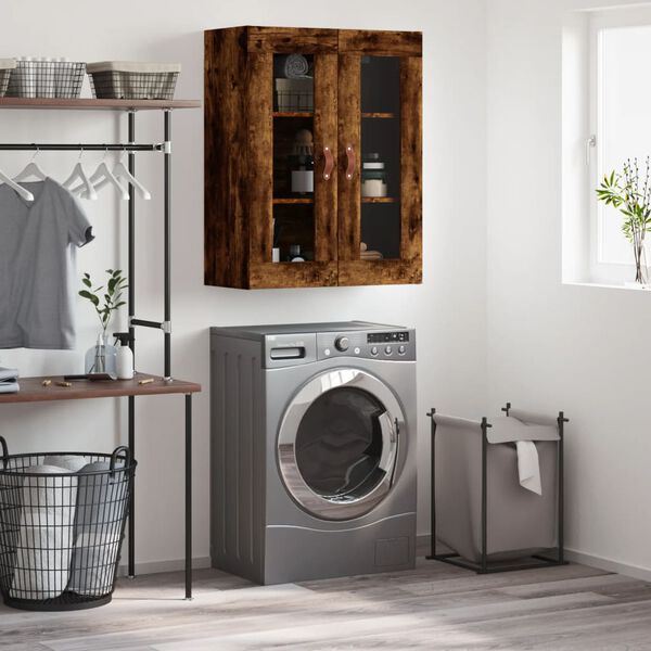 vidaXL Vegghengdur Sk&aacute;pur Reykt&oacute;na Eikarlitur 69,5x34x90 cm