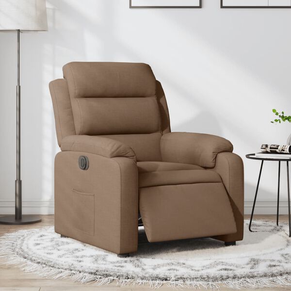 vidaXL Electric Recliner stóll Brúnt efni