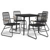 vidaXL 5 Parta Gar&eth;bor&eth;stofusett Svart PVC Rattan