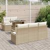 vidaXL Gar&eth;s&oacute;fa sett me&eth; p&uacute;&eth;i 6 pcs Drapplita&eth;ur Poly rattan