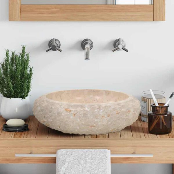 vidaXL Vaskur 40x12 cm Marmari Kremaður