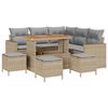 vidaXL Gar&eth;s&oacute;fa sett 9 pcs Drapplita&eth;ur p&oacute;l&yacute;rattan
