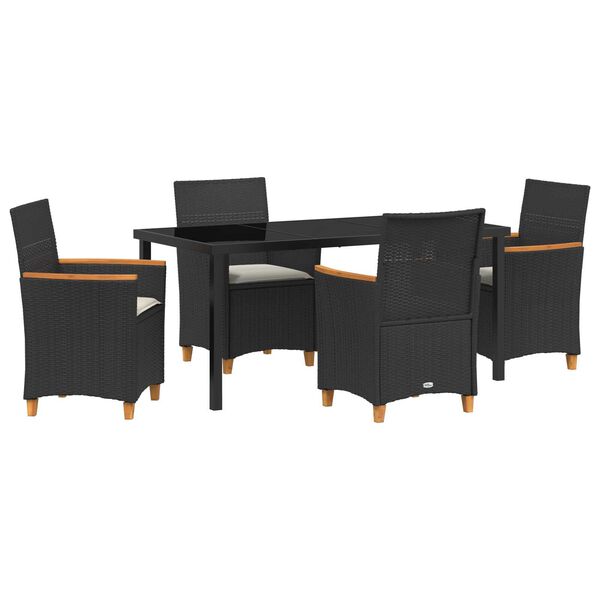 vidaXL Gar&eth;ur bor&eth;sett 5 pcs Svartur p&oacute;l&yacute;rattan