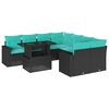 vidaXL 9 stykki gar&eth;s&oacute;fasett me&eth; p&uacute;&eth;um Black Poly Rattan Acacia