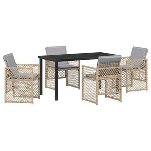 vidaXL Gar&eth;ur bor&eth;sett 5 pcs Drapplita&eth;ur p&oacute;l&yacute;rattan