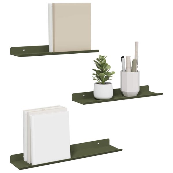 vidaXL Flj&oacute;tandi skrifbor&eth; 3 pcs Ol&iacute;fugr&aelig;nn 40 x 9 x 2,5 cm St&aacute;l