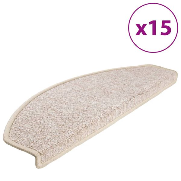 vidaXL Stigamottur 15 stk 65x24x4 cm Taupe h&aacute;lfhringlaga st&oacute;rar