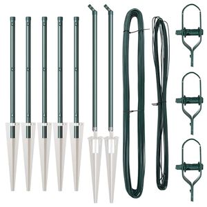 vidaXL Gir&eth;ingarp&oacute;stur 7 pcs Gr&aelig;nn St&aacute;l