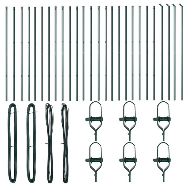 vidaXL Girðingarpóstur Annað 26 pcs Grænn 3,2 x 3,2 x 210 cm Stál