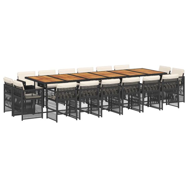 vidaXL 17 Stk. Gar&eth;h&uacute;sgagnasett me&eth; P&uacute;&eth;um P&oacute;l&yacute;rattan Svart