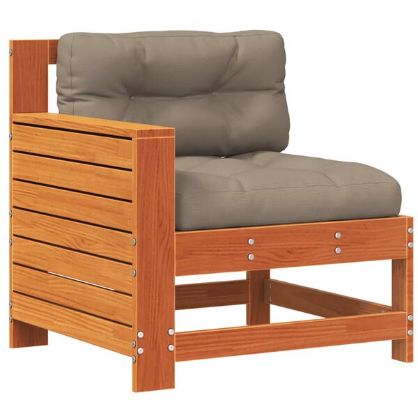 vidaXL Garðsófi með Armi og Sessu Vaxbrúnn Gegnheil Fura