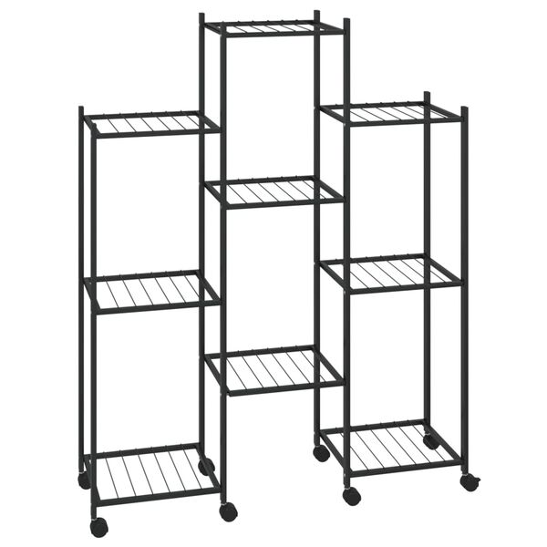 vidaXL Blómastandur á Hjólum 83x25x103,5 cm Svart Járn