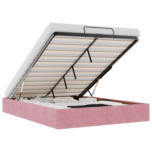 vidaXL Ottoman r&uacute;mgrind Engin d&yacute;na Bleik 140x200 cm Flauel