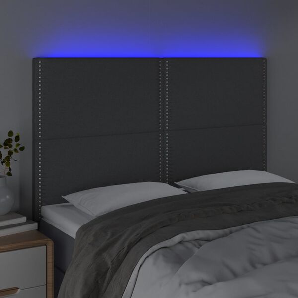 vidaXL LED h&ouml;fu&eth;gafl D&ouml;kkgr&aacute;tt 144x5x118/128 cm Efni