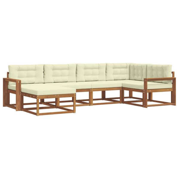 vidaXL &Uacute;ti s&oacute;fasett me&eth; p&uacute;&eth;i 6 pcs N&aacute;tt&uacute;rulegt og Krem