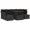 vidaXL Gar&eth;s&oacute;fa sett me&eth; geymslu 7 pcs Svartur Poly rattan