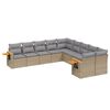 vidaXL 10 Hluta Gar&eth;s&oacute;fasett me&eth; Sessum Drappa&eth; P&oacute;l&yacute;rattan