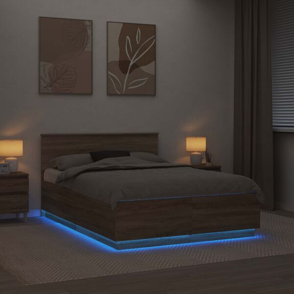 vidaXL Ramsv&iacute;k me&eth; h&ouml;fu&eth;gafl Sonoma Eik 150 x 200 cm Samsettur vi&eth;ur