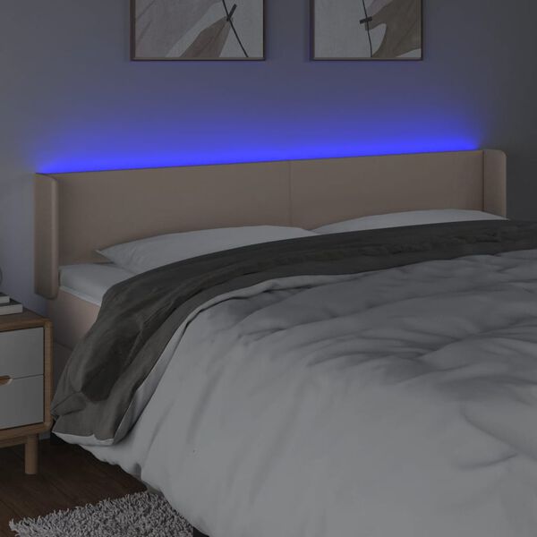 vidaXL LED höfuðgafl Cappuccino 163x16x78/88 cm gervi leður