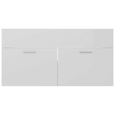 804671 vidaXL Sink Cabinet High Gloss White 90x38,5x46 cm Chipboard