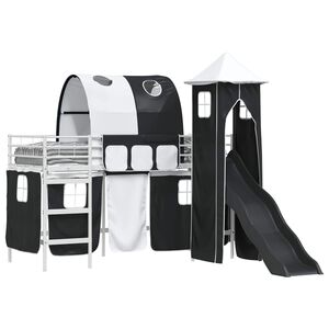 vidaXL Leiksk&aacute;la r&uacute;m fl&ouml;gu Hv&iacute;tt og svart 74,5 x 190 cm M&aacute;lmur