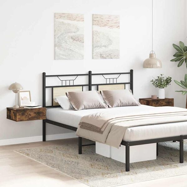 vidaXL Náttborð 2 stk Reyklituð Eik 40x30x15 cm Samsettur Viður