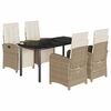 vidaXL 5 Hluta Gar&eth;bor&eth;sett me&eth; Sessum Drappa&eth; P&oacute;l&yacute;rattan