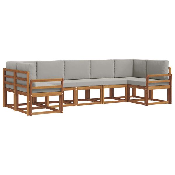 vidaXL &Uacute;ti s&oacute;fasett me&eth; p&uacute;&eth;i 7 pcs N&aacute;tt&uacute;rulegt og Lj&oacute;st Gr&aacute;tt